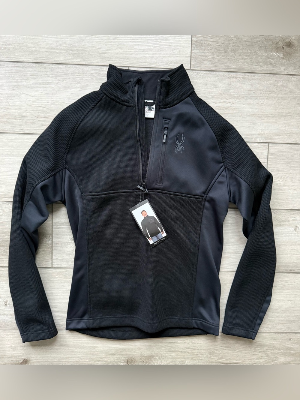 Spyder Men’s Black Quarter Zip Performance Sweater Size Small BNWT